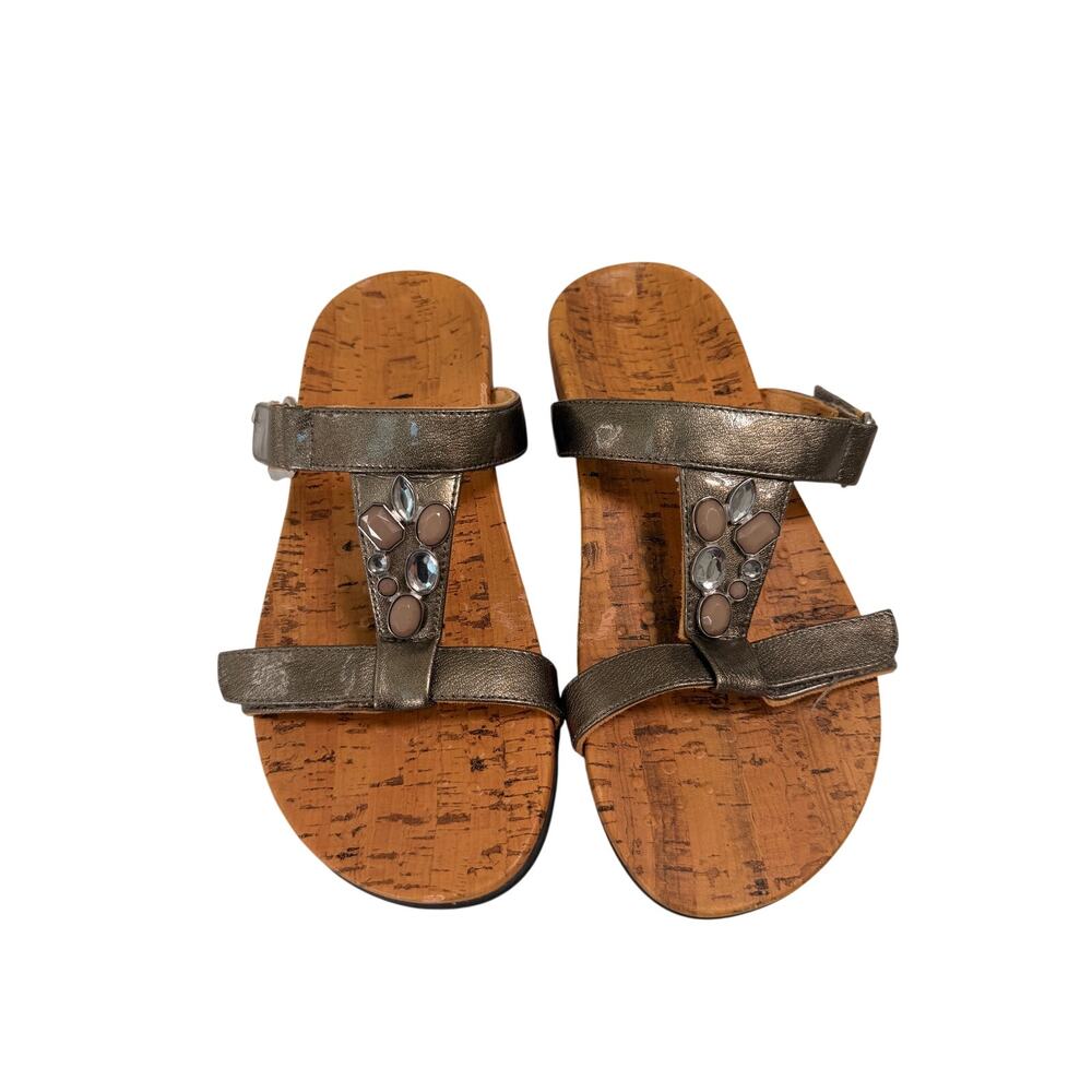 Vionic Viviana Gray Slide Jewel Sandals Size 9 Wide